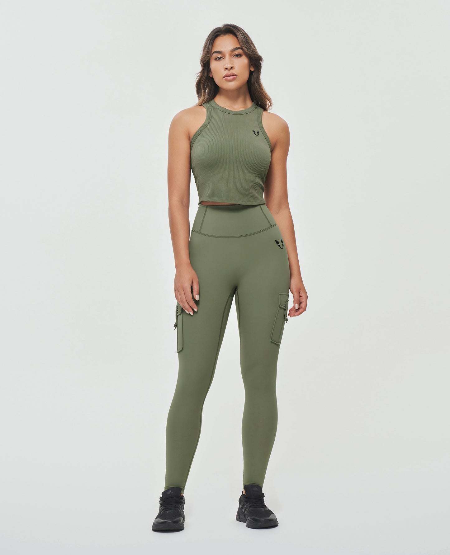 High Waisted Cargo Leggings - Olive Green