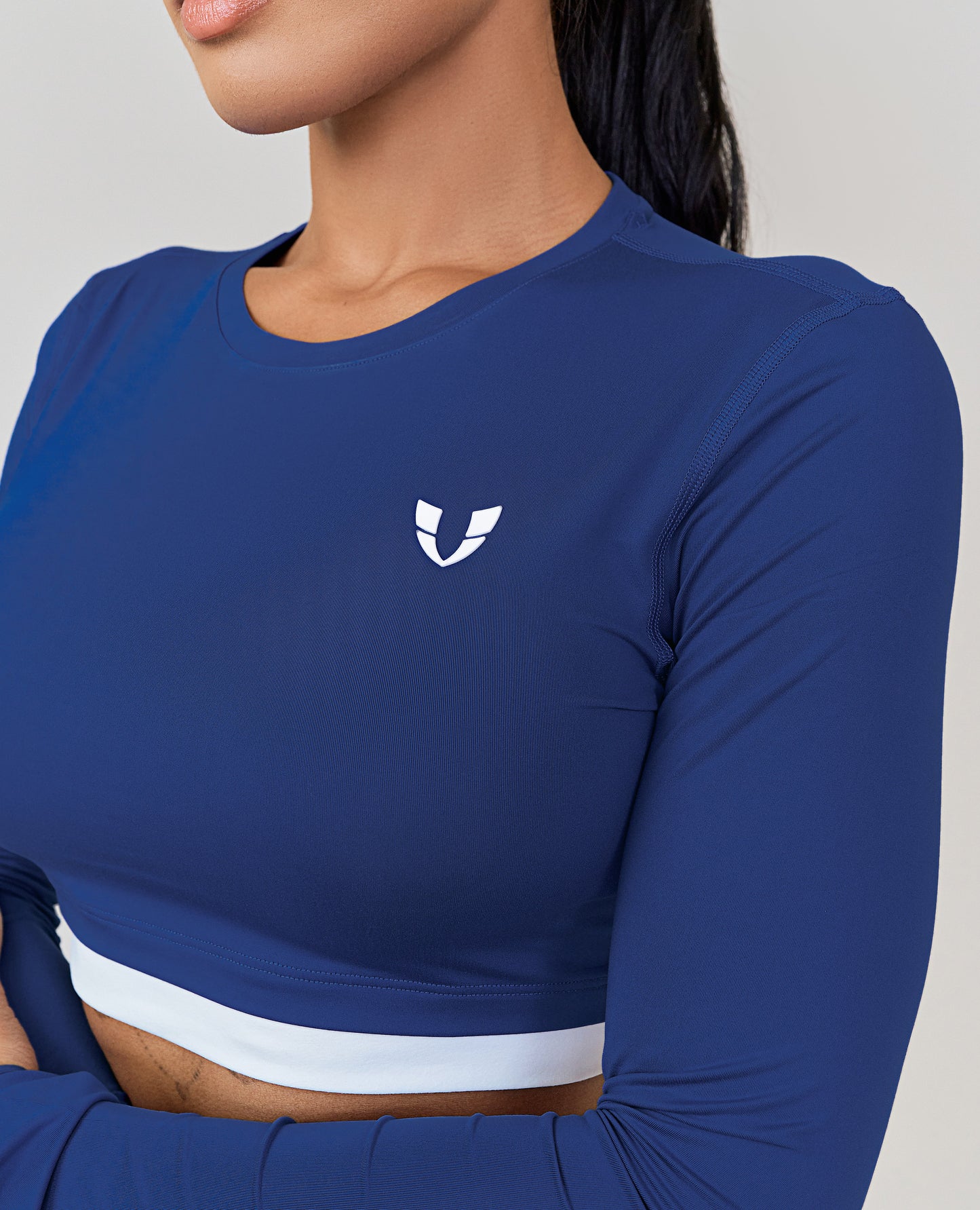 Long Sleeve Crop Top - Blue