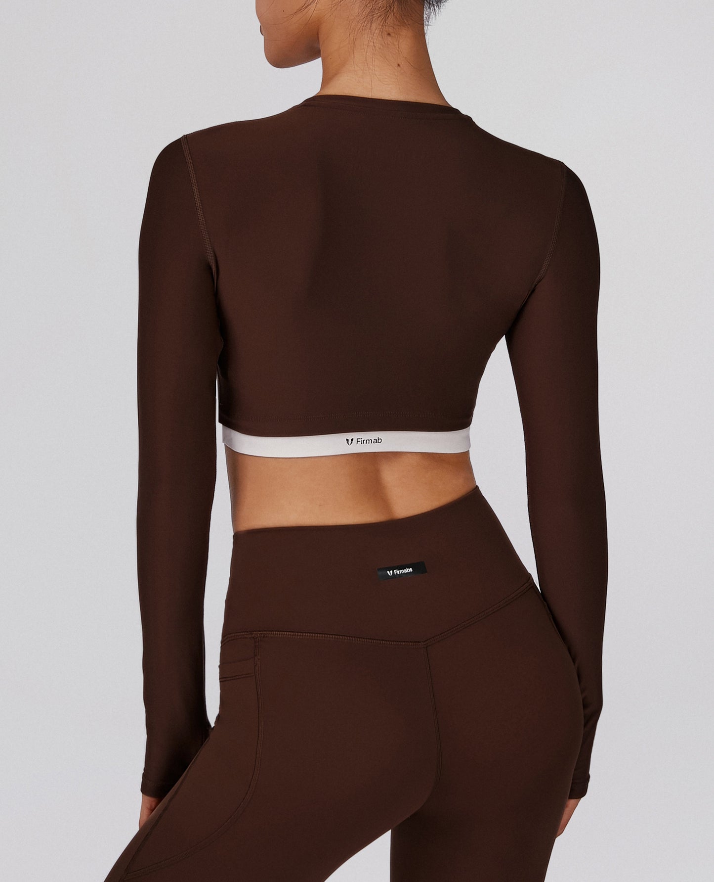 Long Sleeve Crop Top - Mocha