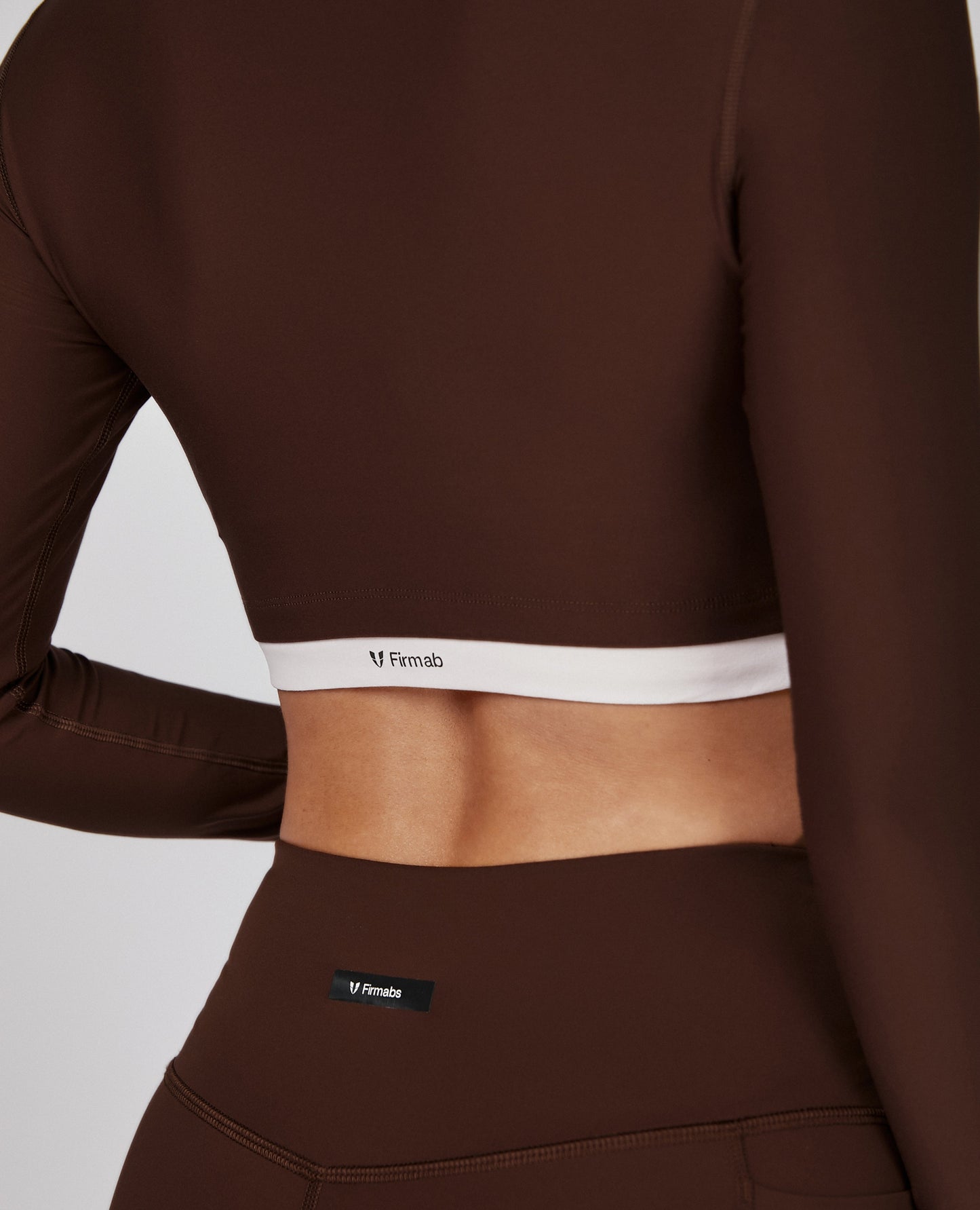 Long Sleeve Crop Top - Mocha