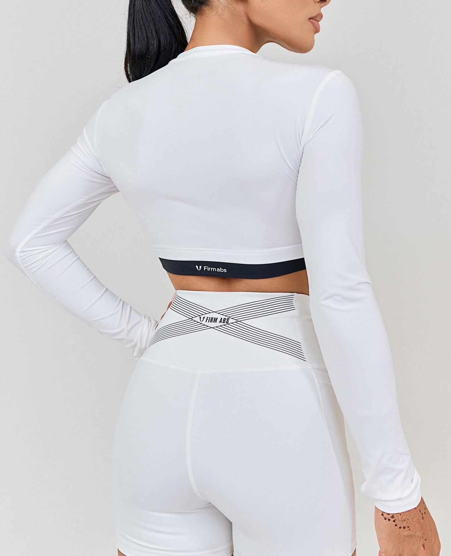 Long Sleeve Crop Top - White