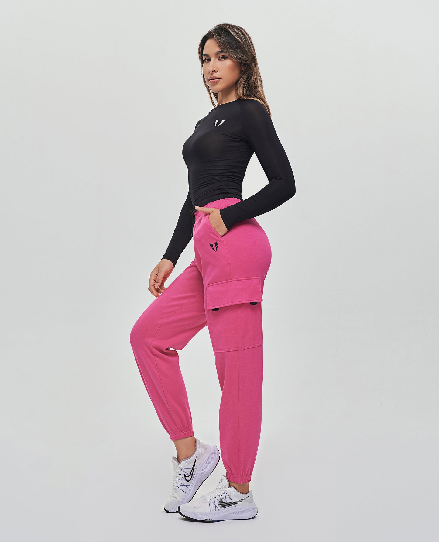 Loose Fit Cargo Joggers - Fuchsia