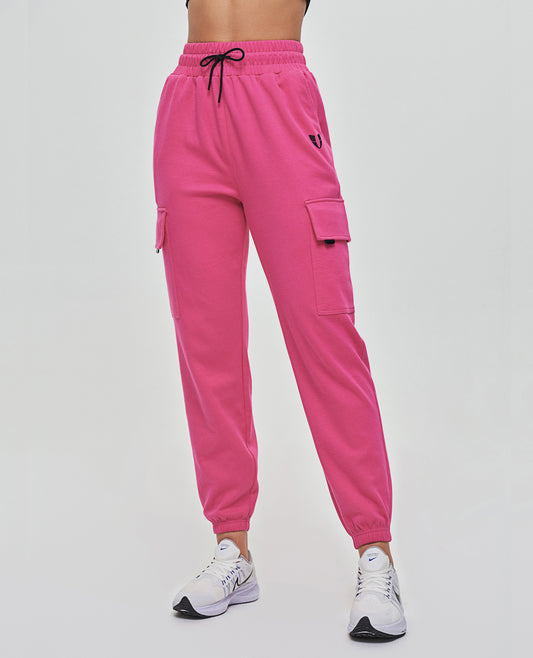 Loose Fit Cargo Joggers - Fuchsia