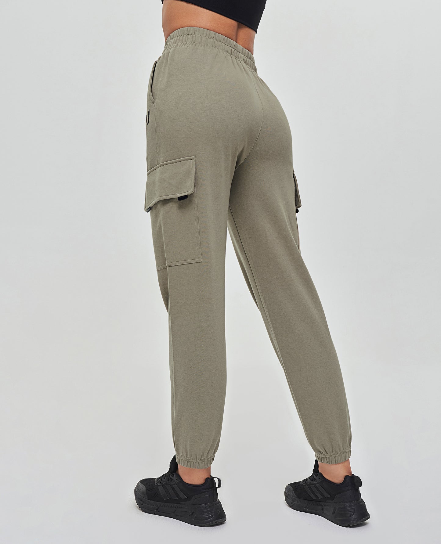 Loose Fit Cargo Joggers - Olive Green