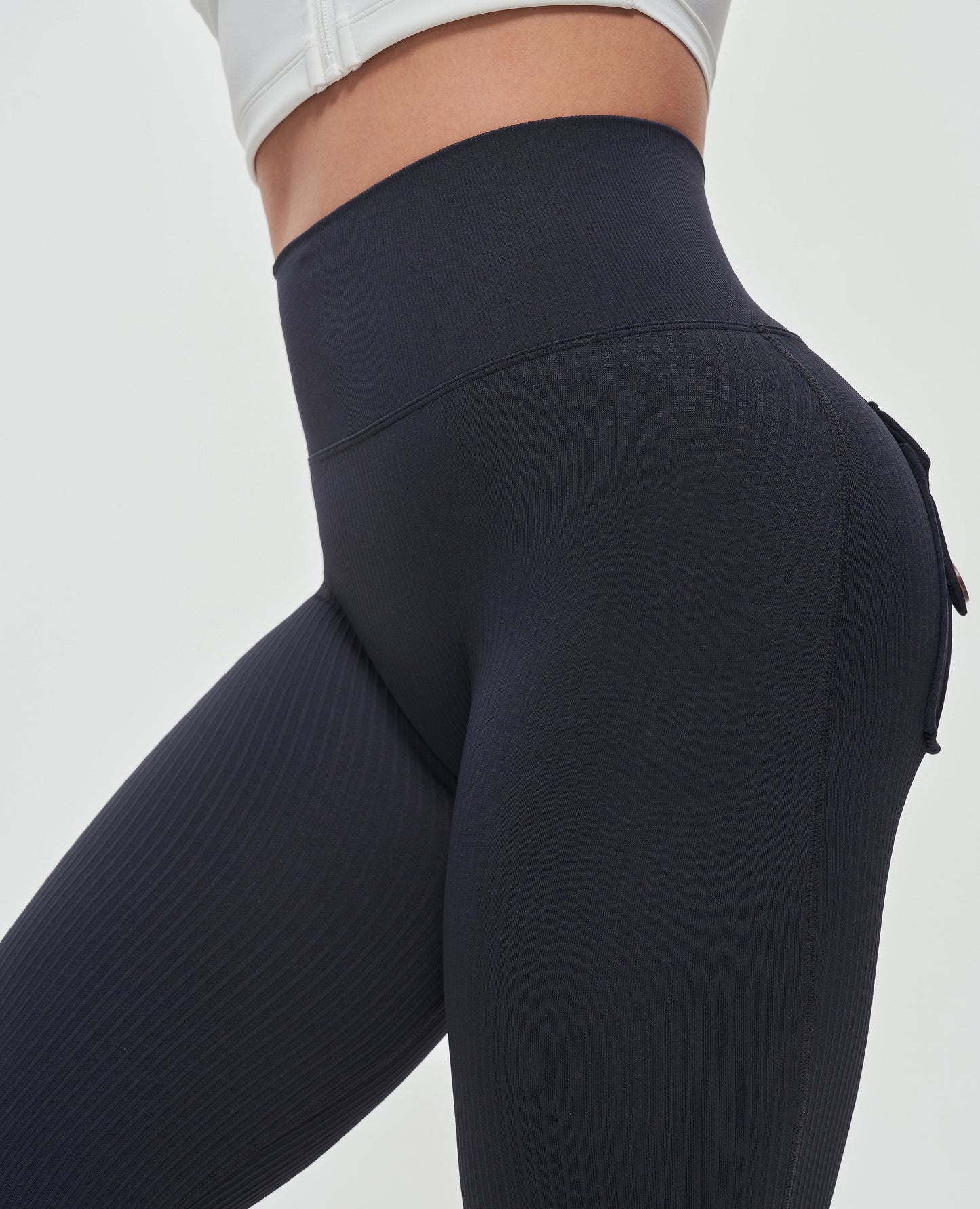 Ribbed Flare Leggings - Black