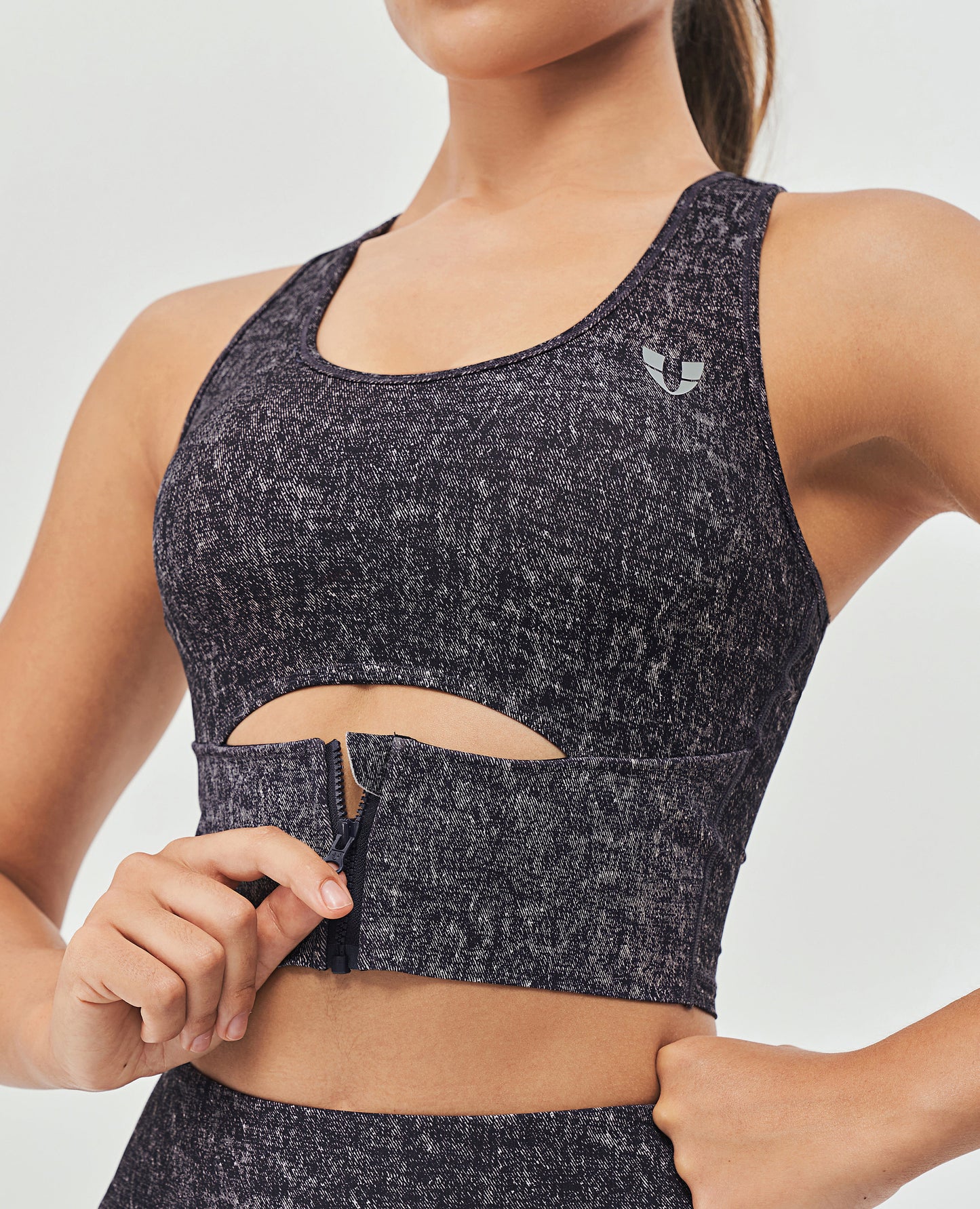 Scoop Neck Sports Bra - Denim Black