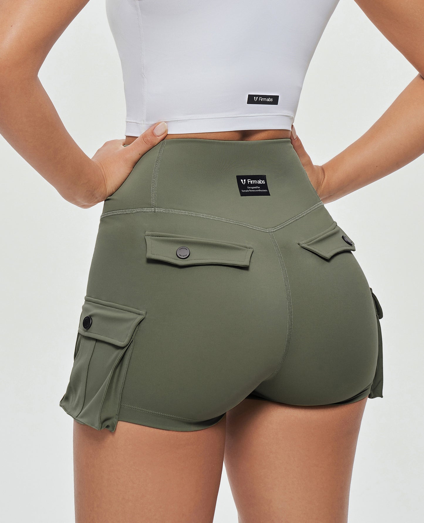 Scrunch Butt Cargo Shorts - Olive Green