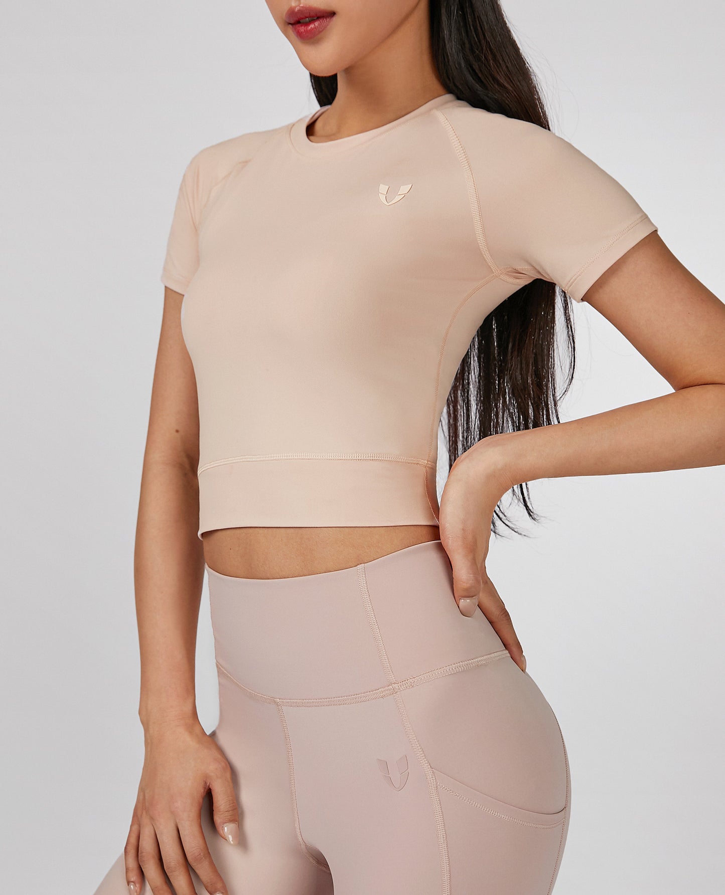 Short Sleeve Crop Top - Light Pink