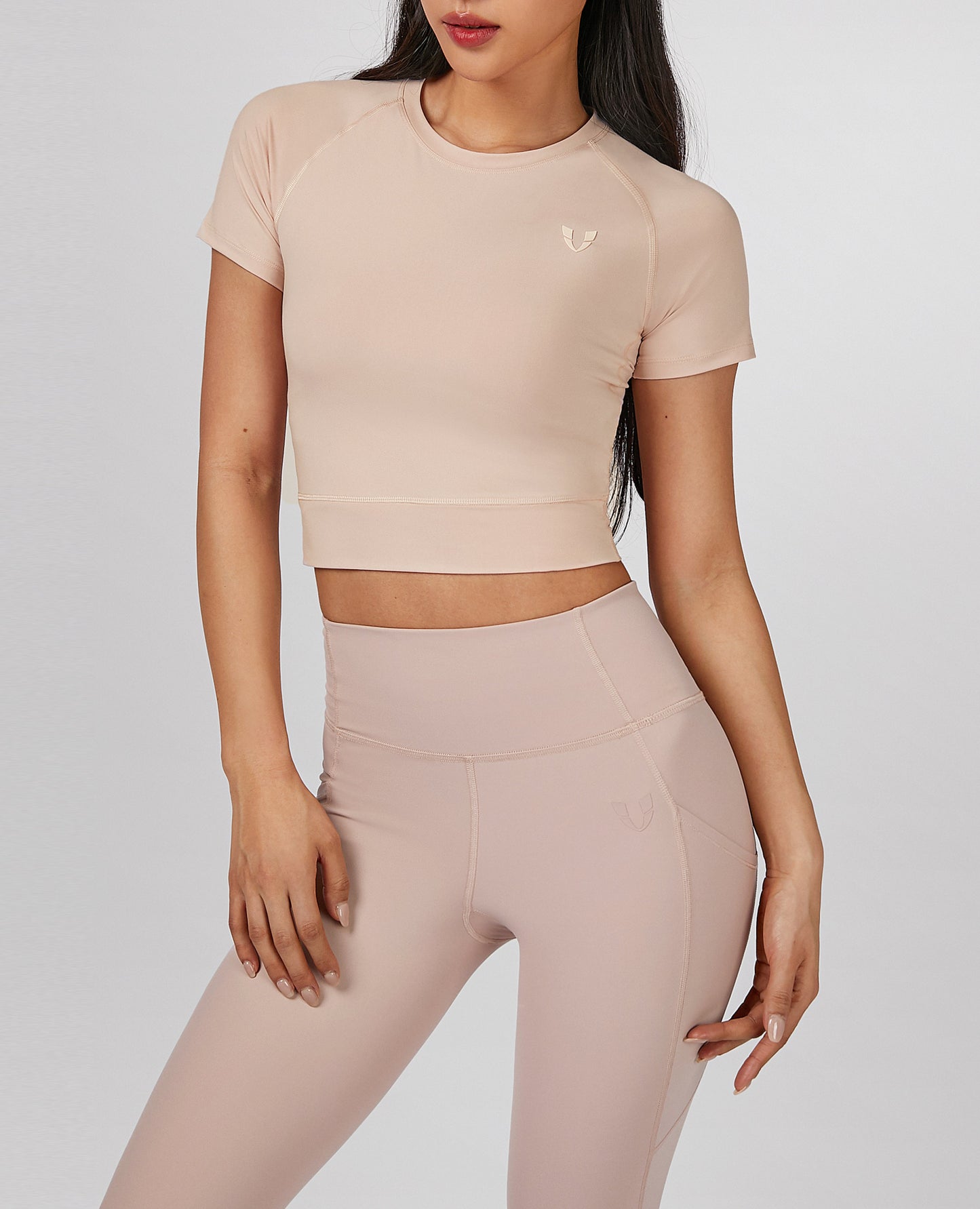 Short Sleeve Crop Top - Light Pink