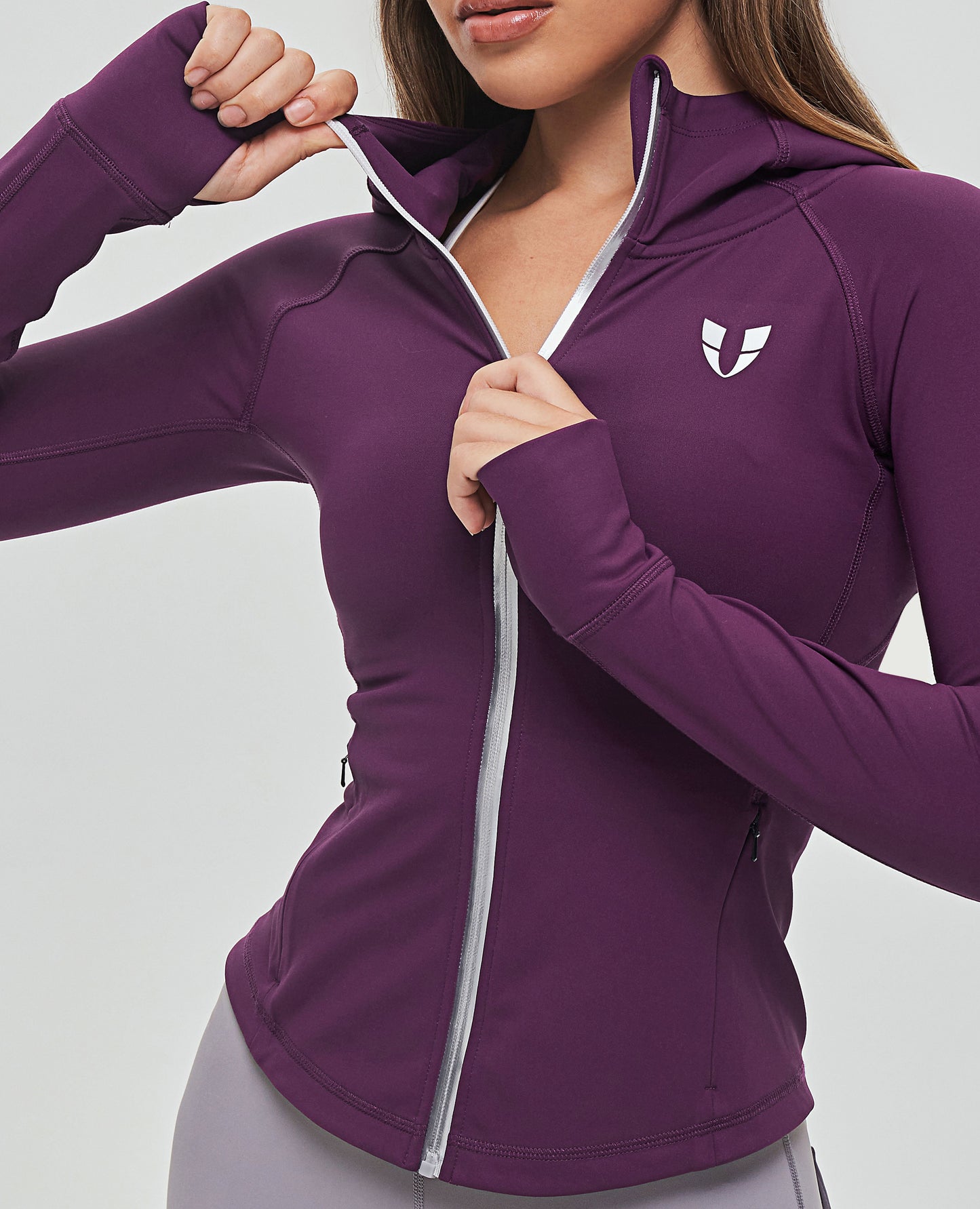 Thin Fleece Zipper Hoodie - Purple