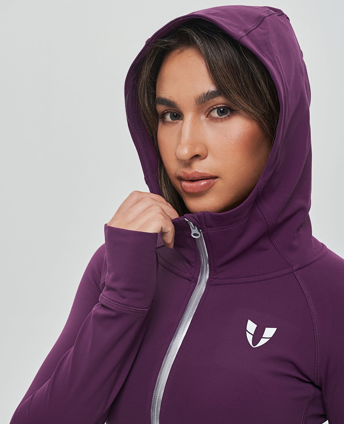 Thin Fleece Zipper Hoodie - Purple