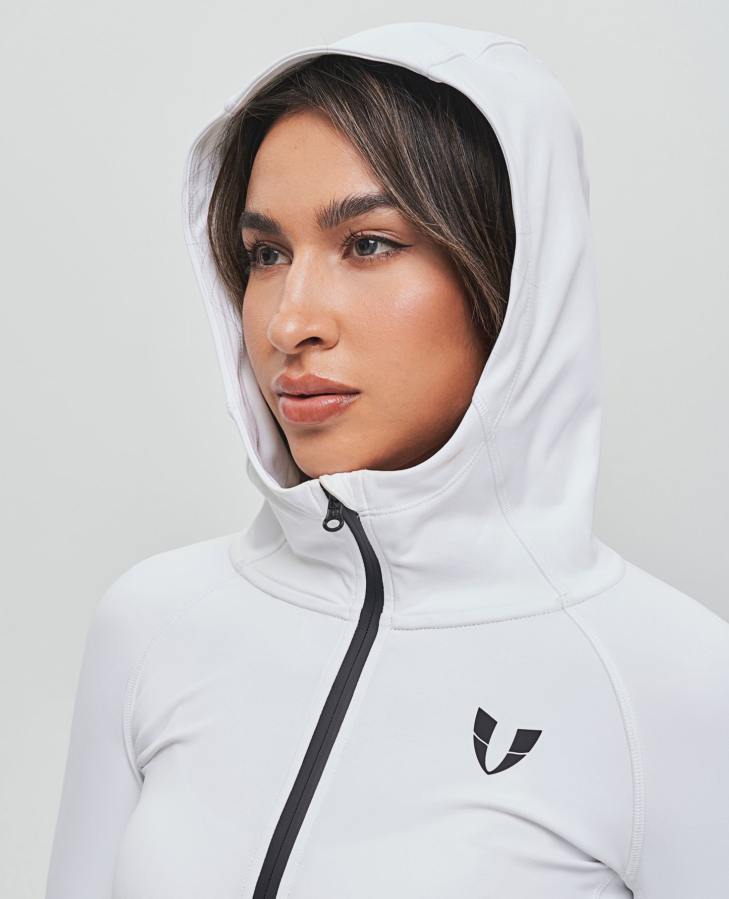 Thin Fleece Zipper Hoodie - White