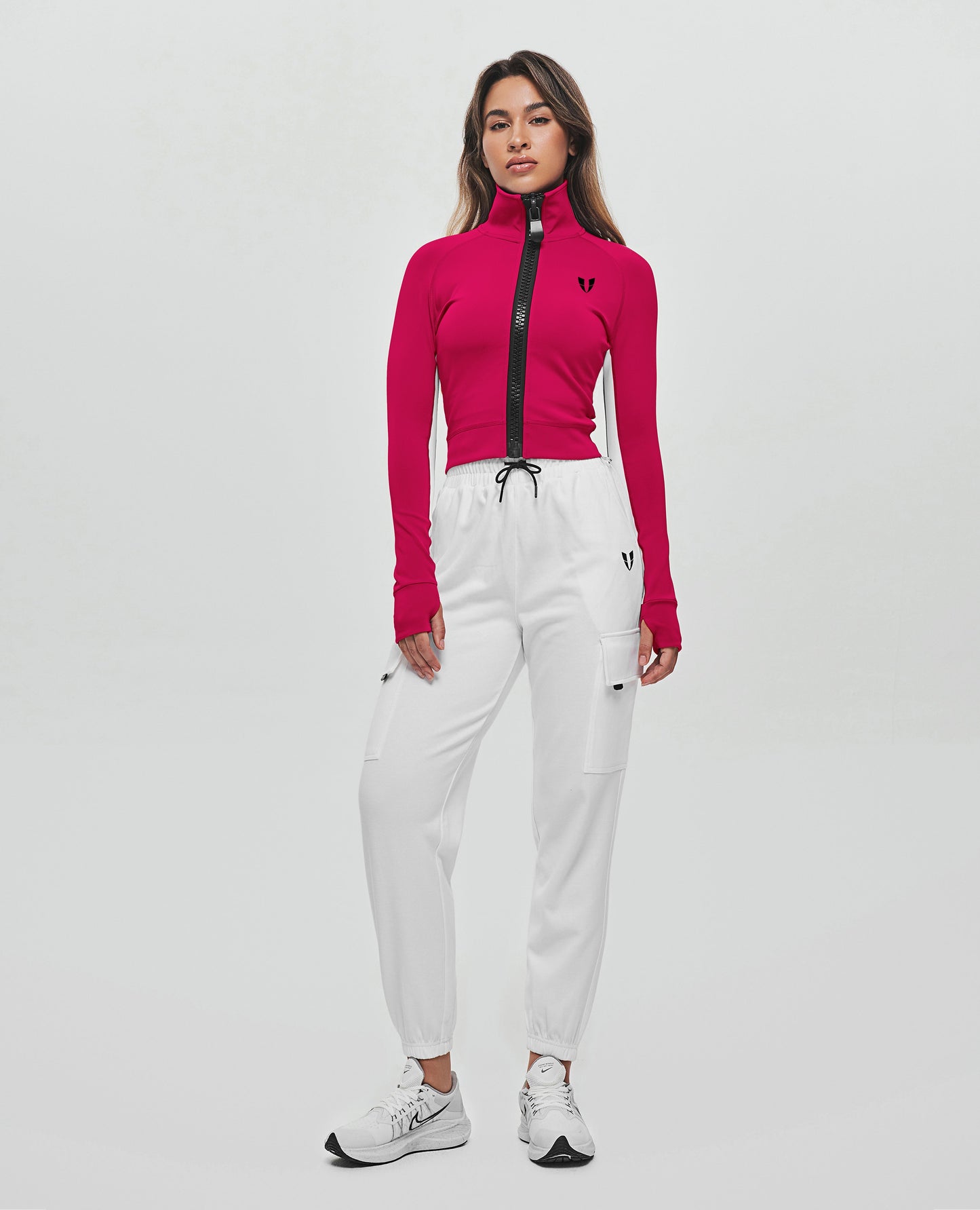 Zip Up Cropped Jacket - Fuchsia