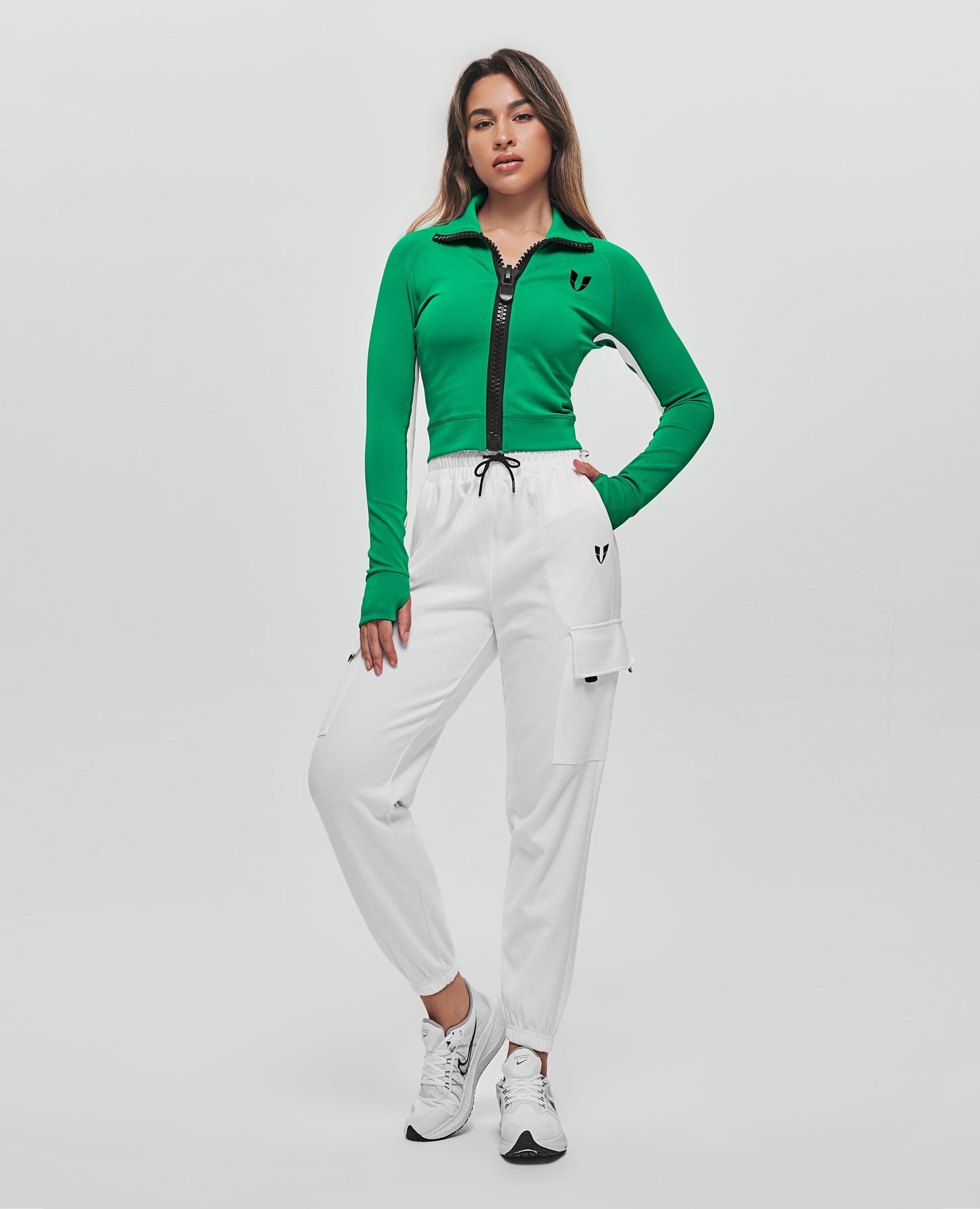 Zip Up Cropped Jacket - Green